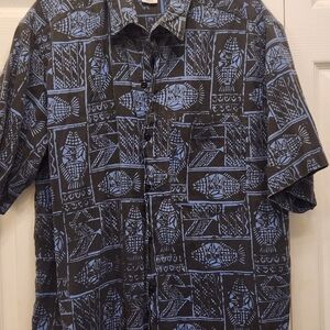 Back East Men's Black and Blue Patterned Shirt